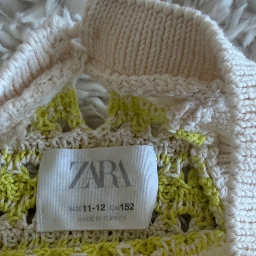 Zara Kids Yellow and Cream Crochet Tank Top - Picture 2 of 5